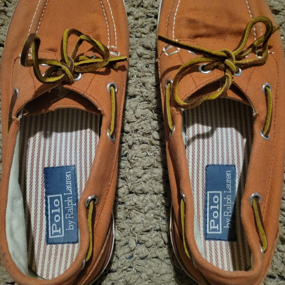 Ralph Lauren Polo Red Canvas Sander Leather Boat Shoes Size 9.5D - Picture 7 of 15